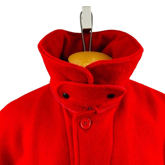 Vintage Mens 50 Duxbak Red Heavy Wool Coat Button Front 1950s Utica Sportswear - Picture 9 of 12